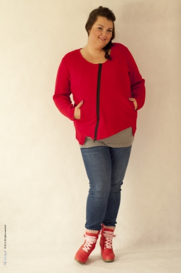 Sweter plus size 001 czerwony