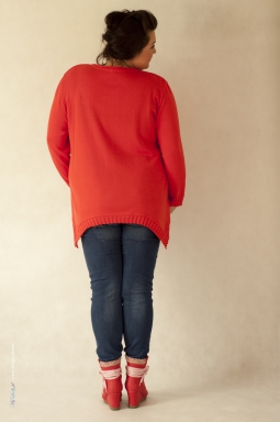 Sweter plus size 005 czerwony